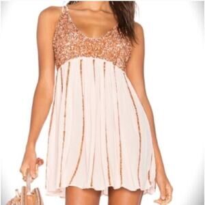 NWT Intimately Free People Rose Gold Sequin Mini Dress Small